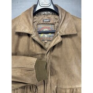 Wilsons Adventure Bound Brown Leather Aviator Bomber Jacket Men's LT Thinsulate